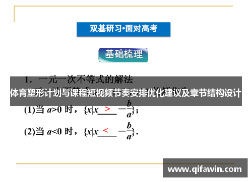 体育塑形计划与课程短视频节奏安排优化建议及章节结构设计